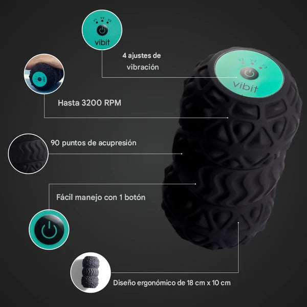 Rodillo de masaje vibratorio portátil